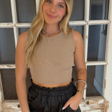Reversible Knit Crop Top - Taupe