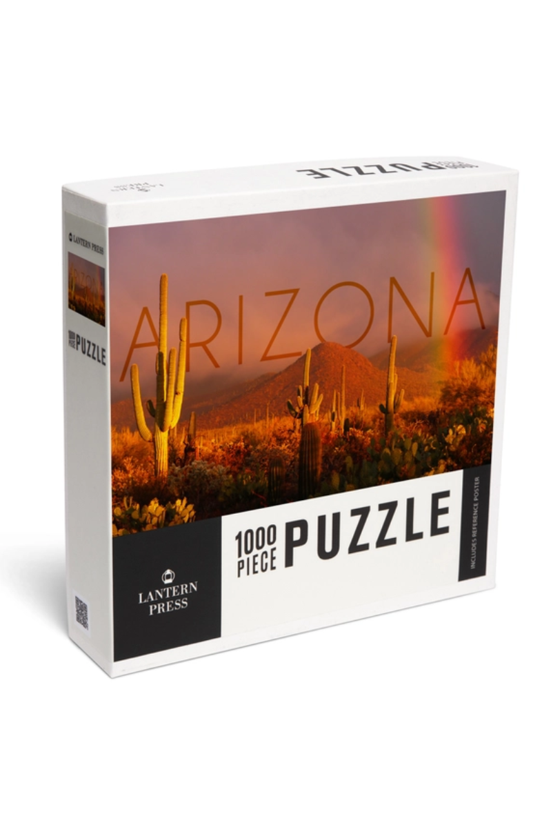 1000 Piece Puzzle | Arizona Cactus + Rainbow Photography