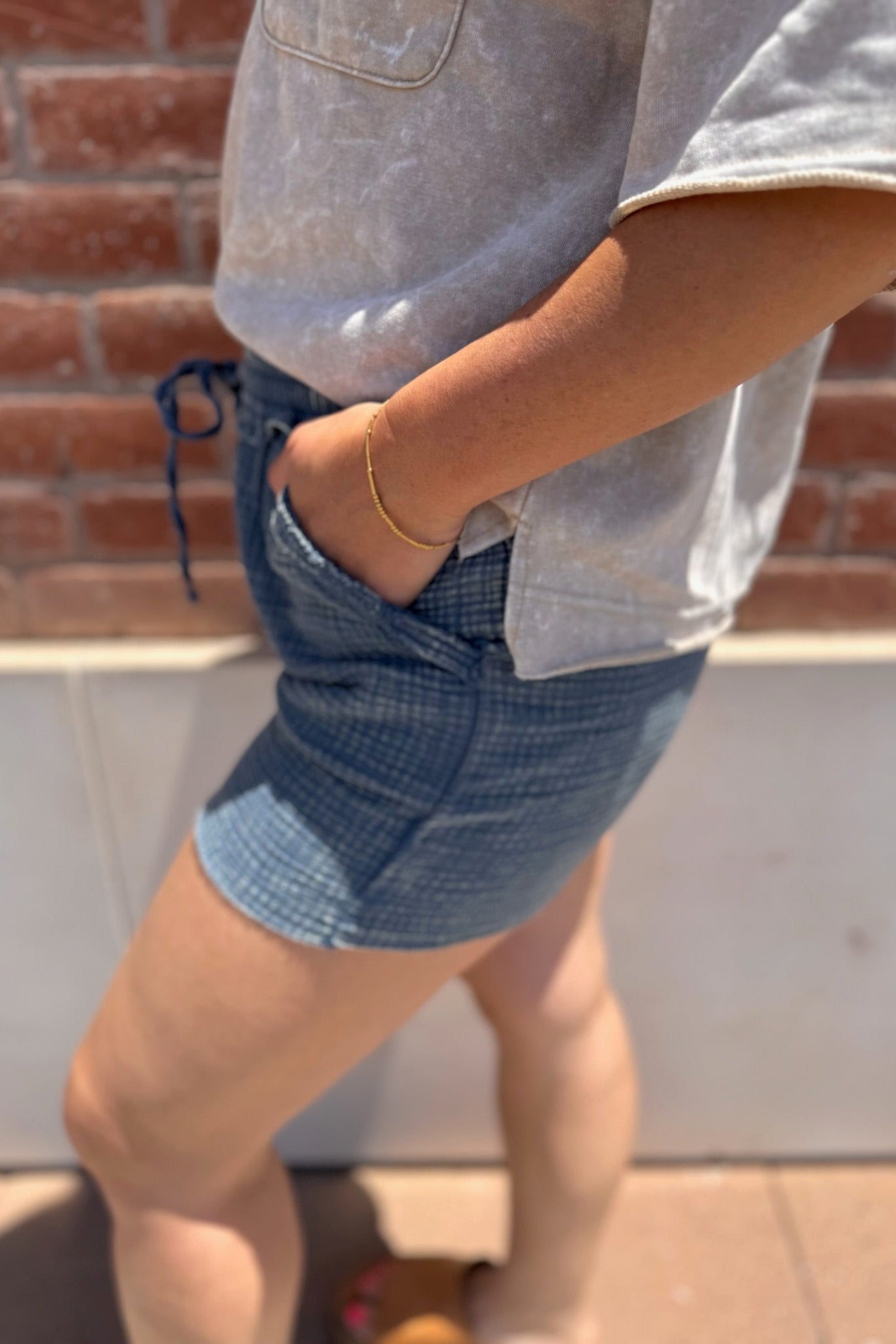 Washed Gauze Frayed Hem Shorts