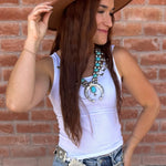 Sleeveless Double Scoop Neck Knit Tank Top