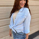 Mineral Washed Gauze Button Down Top