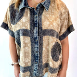 Crochet Patch + Lace Button Down Top