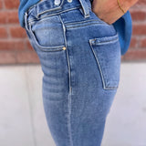 RISEN Tummy Control High Rise Crop Straight-Cuffed Denim