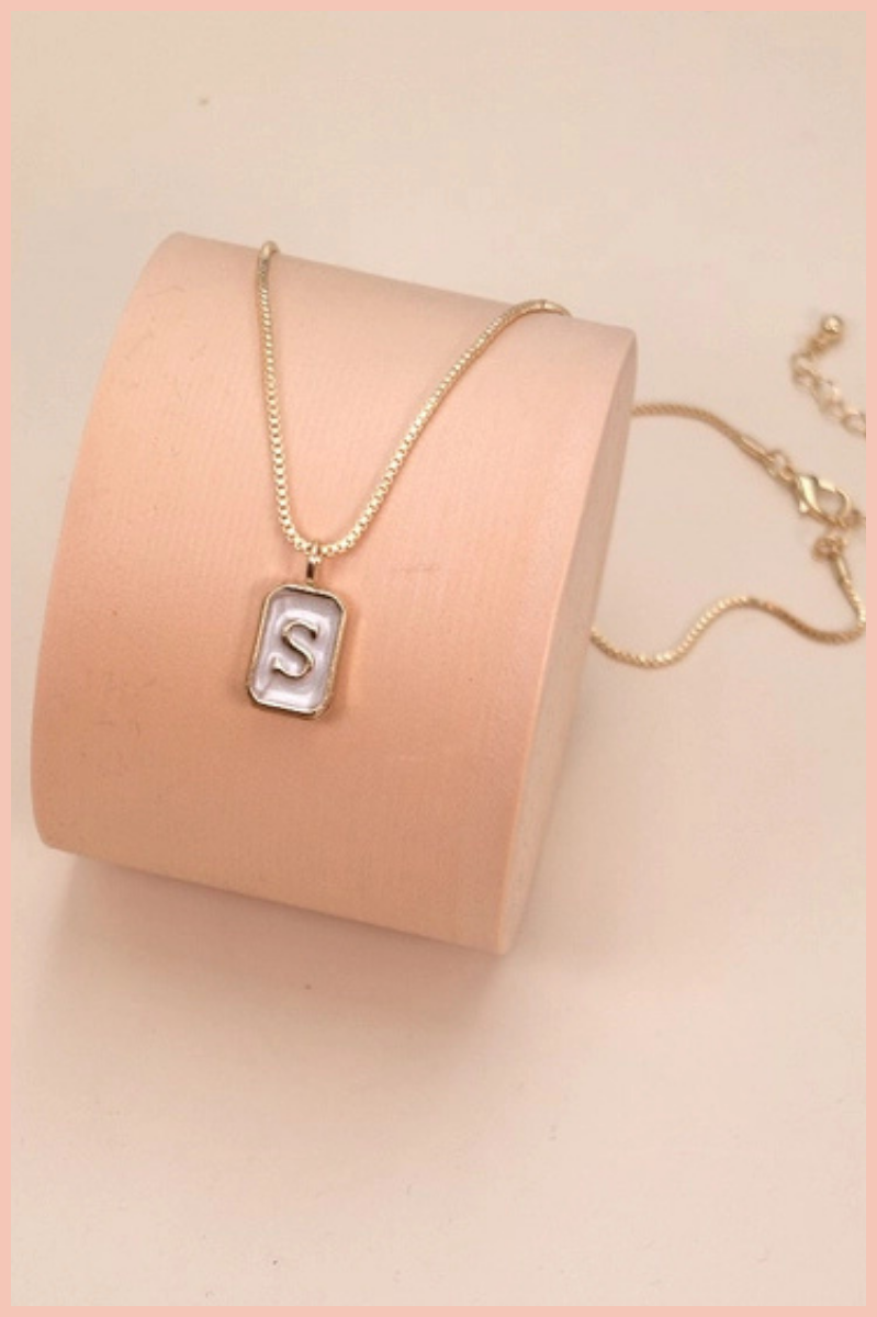 Pearly Initial Letter Charm Necklace