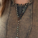 Beaded Necklace + Stone Pendant