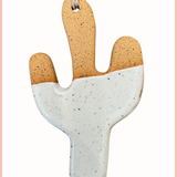 Handmade Cactus Ornament | Everhart Ceramics | Speckled White Glaze | Tan