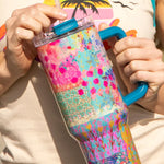 Mega 40oz Tumbler | Natural Life | Pink Watercolor Patchwork