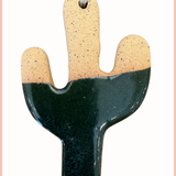 Handmade Cactus Ornament | Everhart Ceramics | Speckled Emerald | Tan