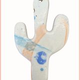 Handmade Cactus Ornament | Everhart Ceramics | Cosmic Cactus - White/Blue Glaze | Cream