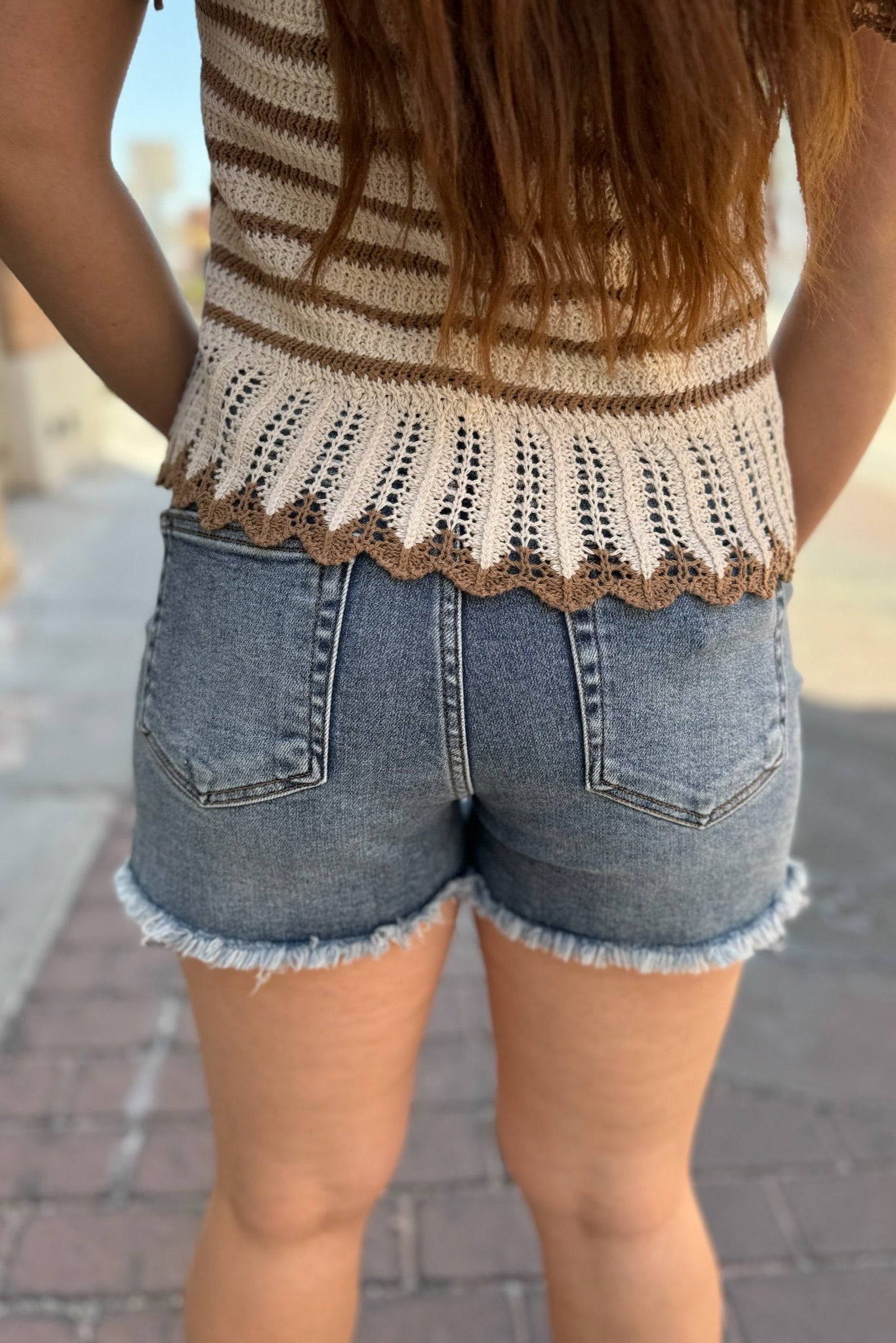 RISEN High Rise Crossover Slit Shorts