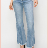 RISEN High Rise Ankle Flare + Side Seam Detail Denim