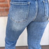 RISEN Tummy Control High Rise Crop Straight-Cuffed Denim