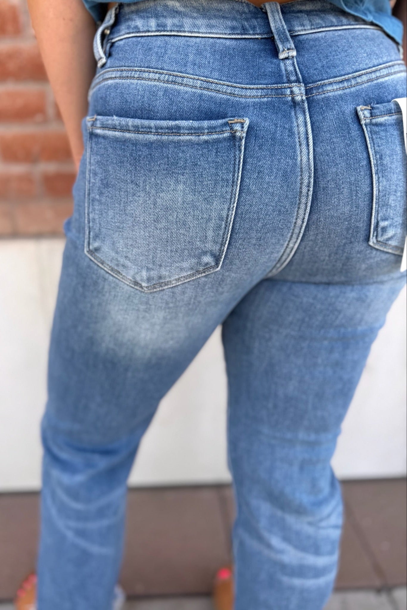 RISEN Tummy Control High Rise Crop Straight-Cuffed Denim