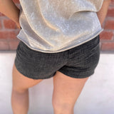 Washed Gauze Frayed Hem Shorts