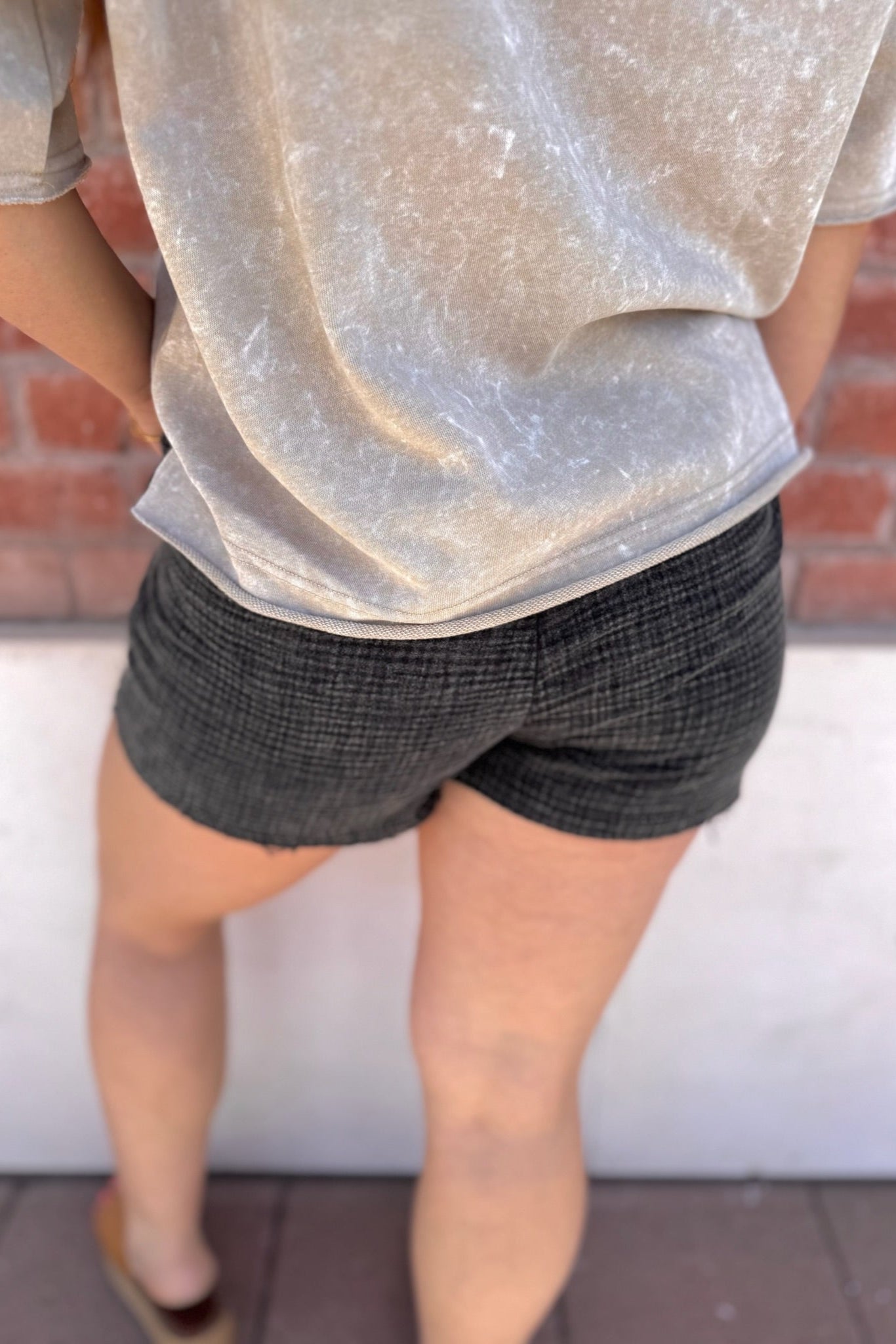 Washed Gauze Frayed Hem Shorts