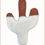 Handmade Cactus Ornament | Everhart Ceramics | White Glaze | Red Clay