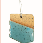 Handmade Arizona State Ornament | Everhart Ceramics | Turquoise Glaze | Tan Clay