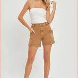 RISEN High Rise Cargo Shorts