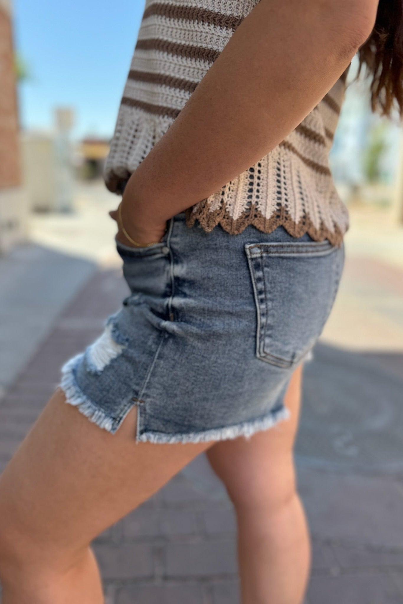 RISEN High Rise Crossover Slit Shorts