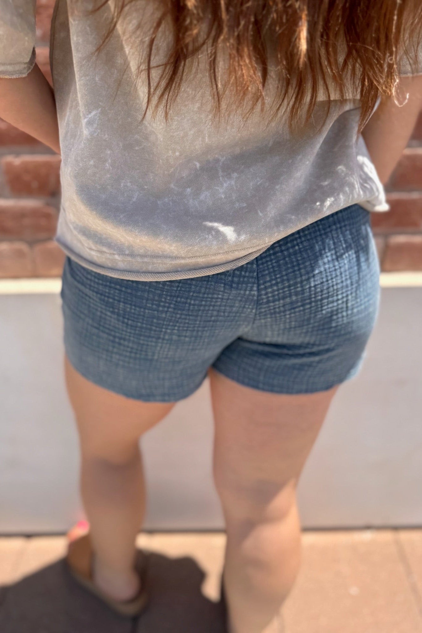 Washed Gauze Frayed Hem Shorts