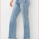 RISEN High Rise Ankle Flare + Side Seam Detail Denim