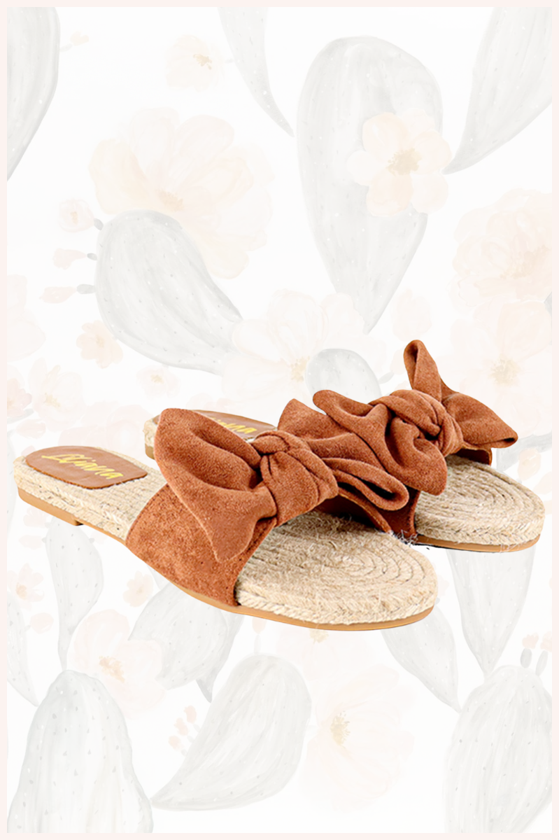 AILEEN SUEDE + WEAVED SLIDE |  MOCHA