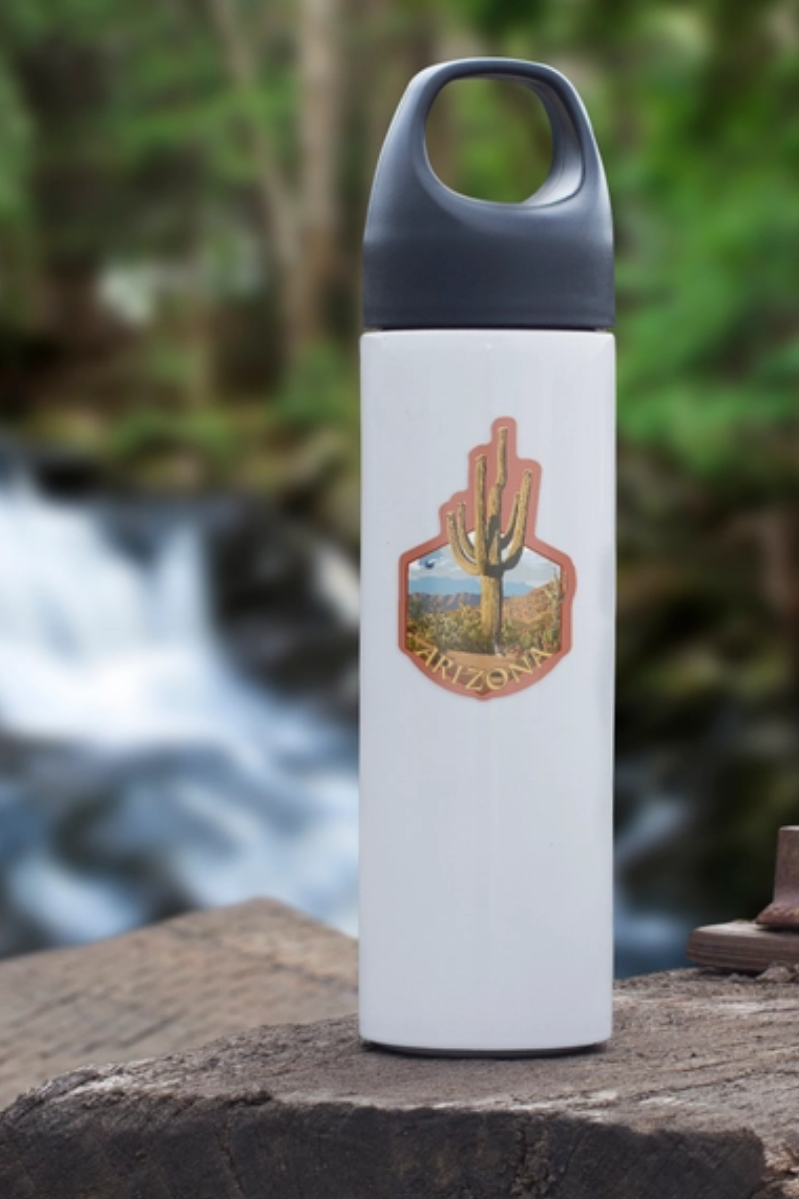 AZ Saguaro Cactus + Roadrunner Sticker | 3.5" x 3.5"