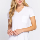 Short Sleeve V-Neck Pocket Tee