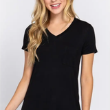Short Sleeve V-Neck Pocket Tee