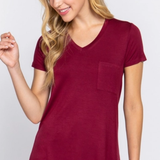 Short Sleeve V-Neck Pocket Tee
