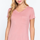 Short Sleeve V-Neck Pocket Tee