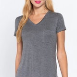 Short Sleeve V-Neck Pocket Tee
