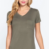 Short Sleeve V-Neck Pocket Tee
