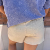 Washed Gauze Frayed Hem Shorts