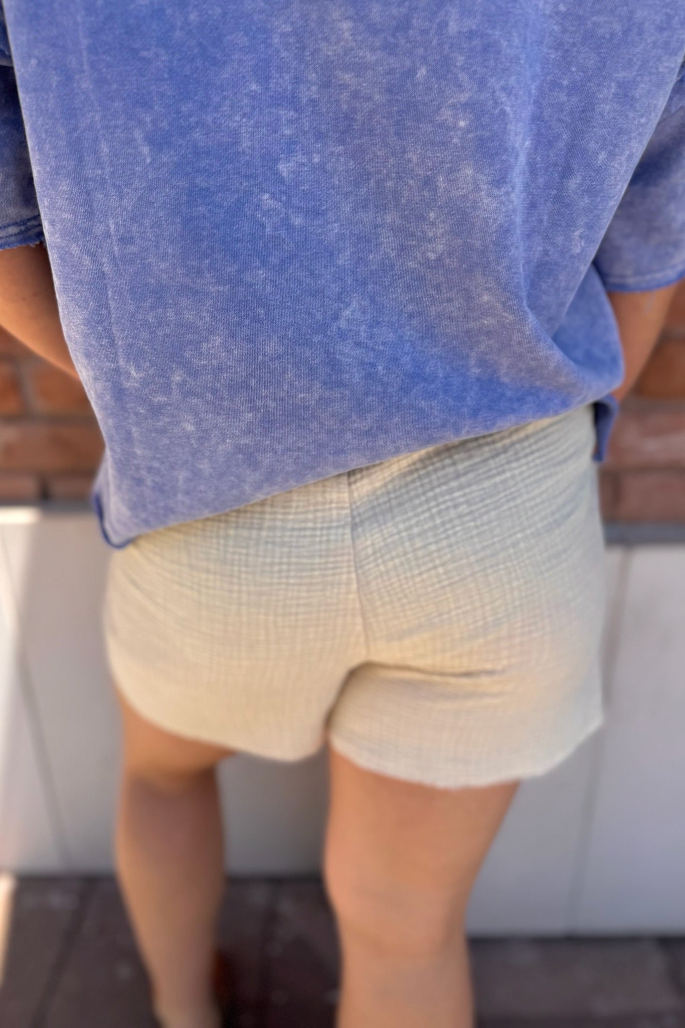 Washed Gauze Frayed Hem Shorts