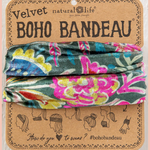 Velvet Boho Bandeau Headband | Natural Life | Green Lined Floral