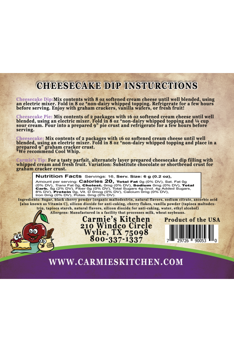Black Cherry Vanilla Cheesecake Dip Mix | Carmie’s Kitchen
