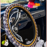 Steering Wheel Cover | Black Rose | Natural Life