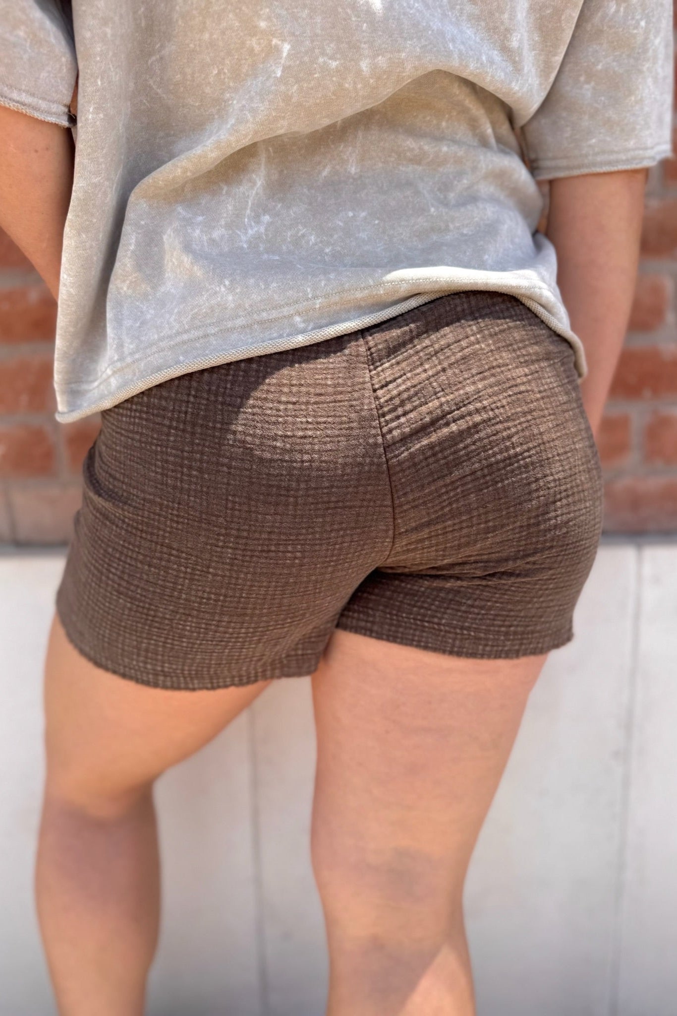 Washed Gauze Frayed Hem Shorts