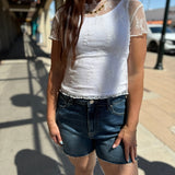 Sleeveless Double Scoop Neck Knit Tank Top