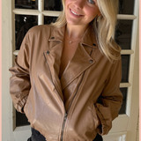Faux Leather Bomber Jacket