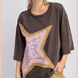 Half Sleeve Star Patch Top
