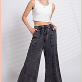 Mineral Washed Terry Knit Wide Leg Pants