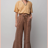 Mineral Washed Terry Knit Wide Leg Pants