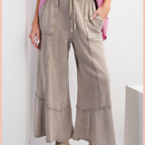 Mineral Washed Terry Knit Wide Leg Pants