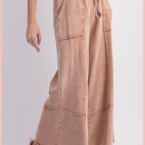Mineral Washed Terry Knit Wide Leg Pants