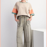 Mineral Washed Terry Knit Wide Leg Pants