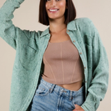 Mineral Washed Gauze Button Down Top