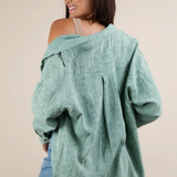 Mineral Washed Gauze Button Down Top