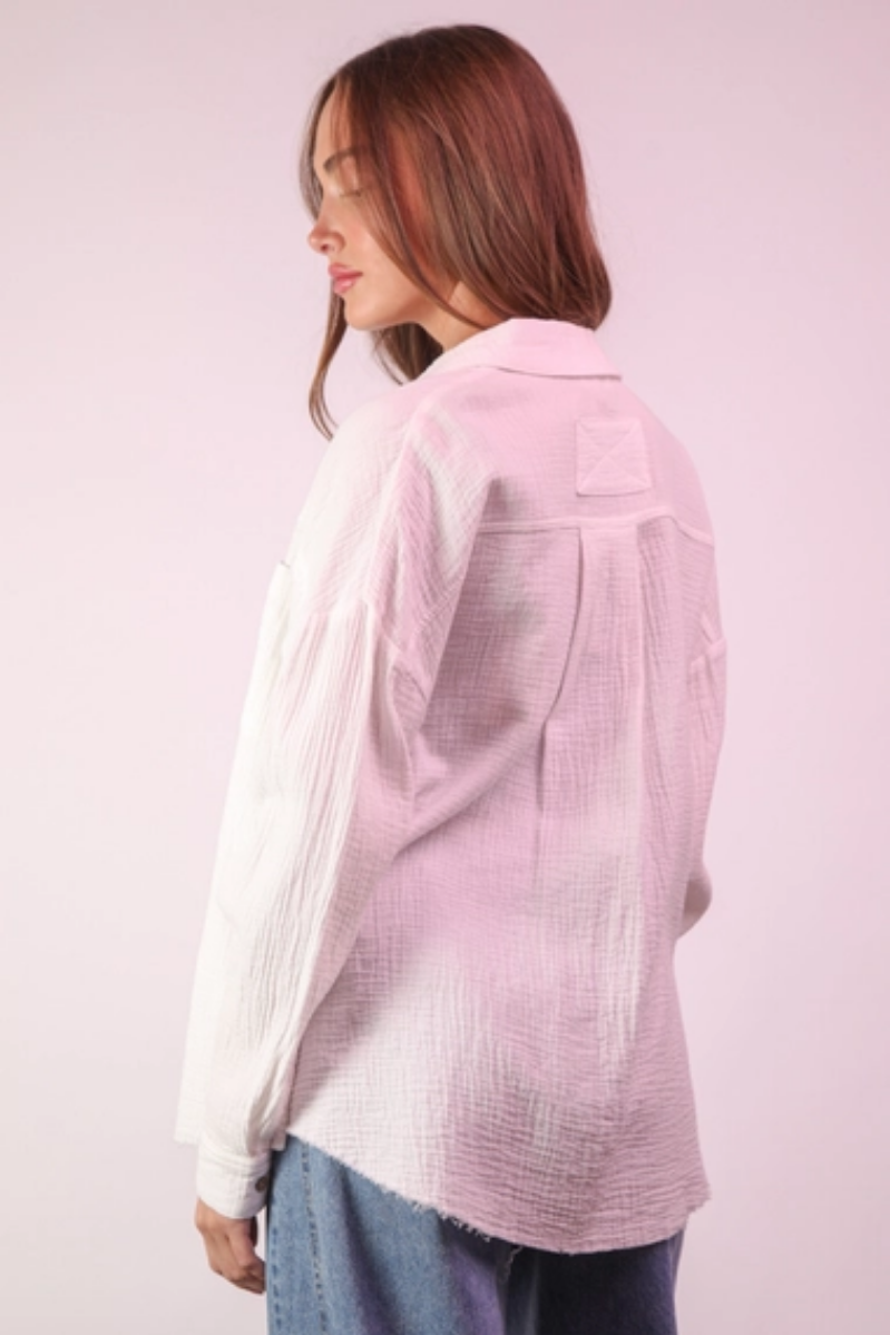 Mineral Washed Gauze Button Down Top
